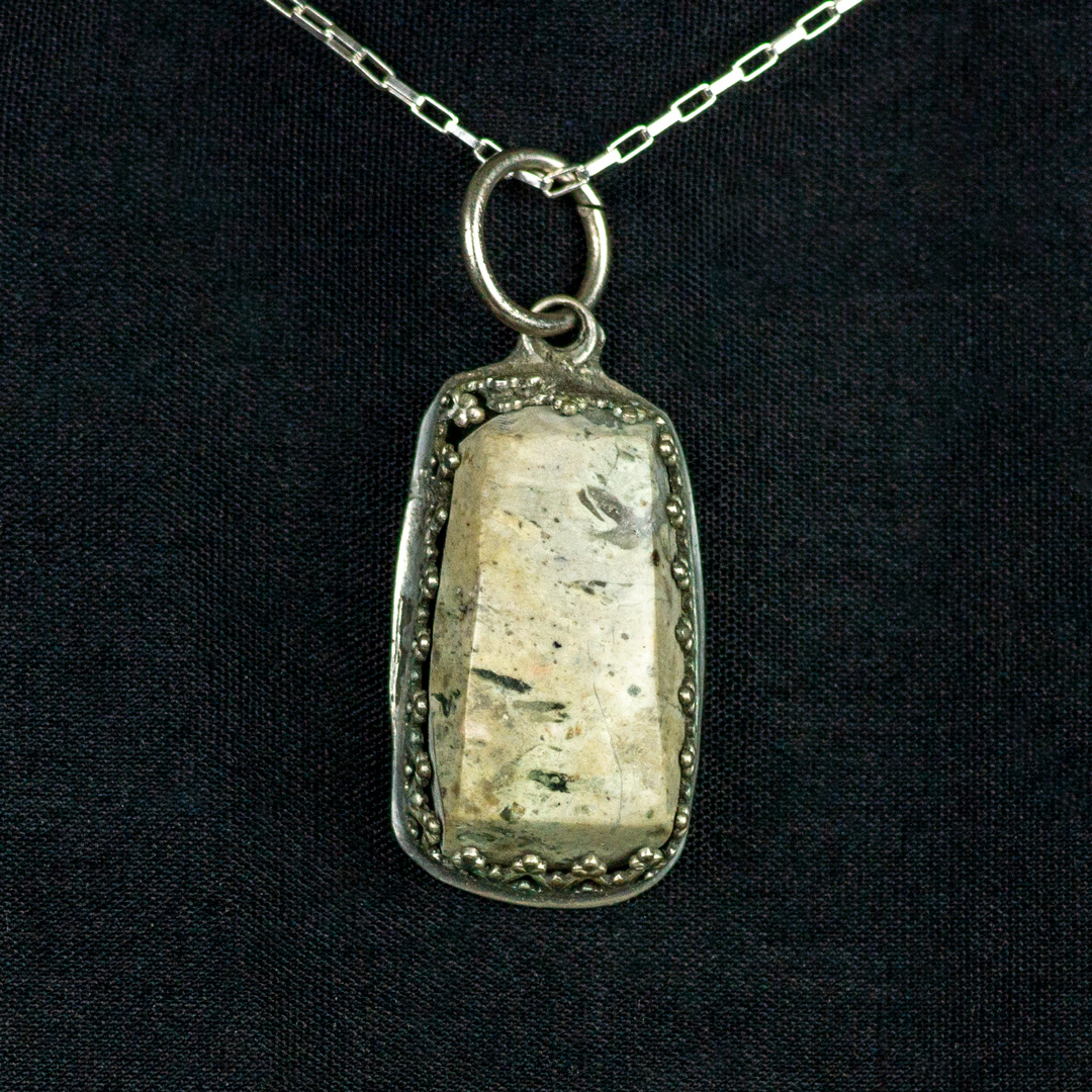 Seckled White Jasper Pendant set in Sterling Silver