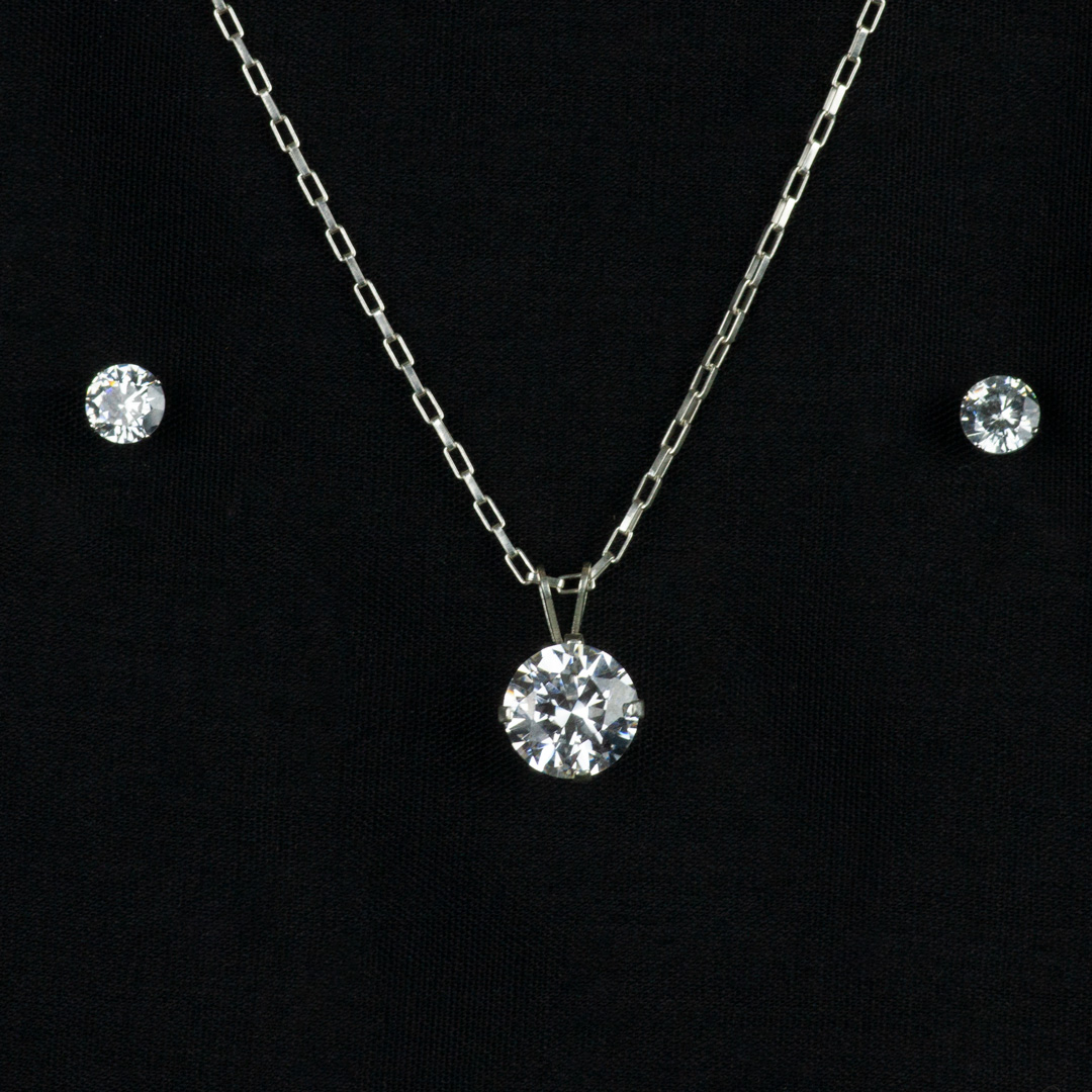 Round Faceted Herkamer Diamond Studs and Pendant