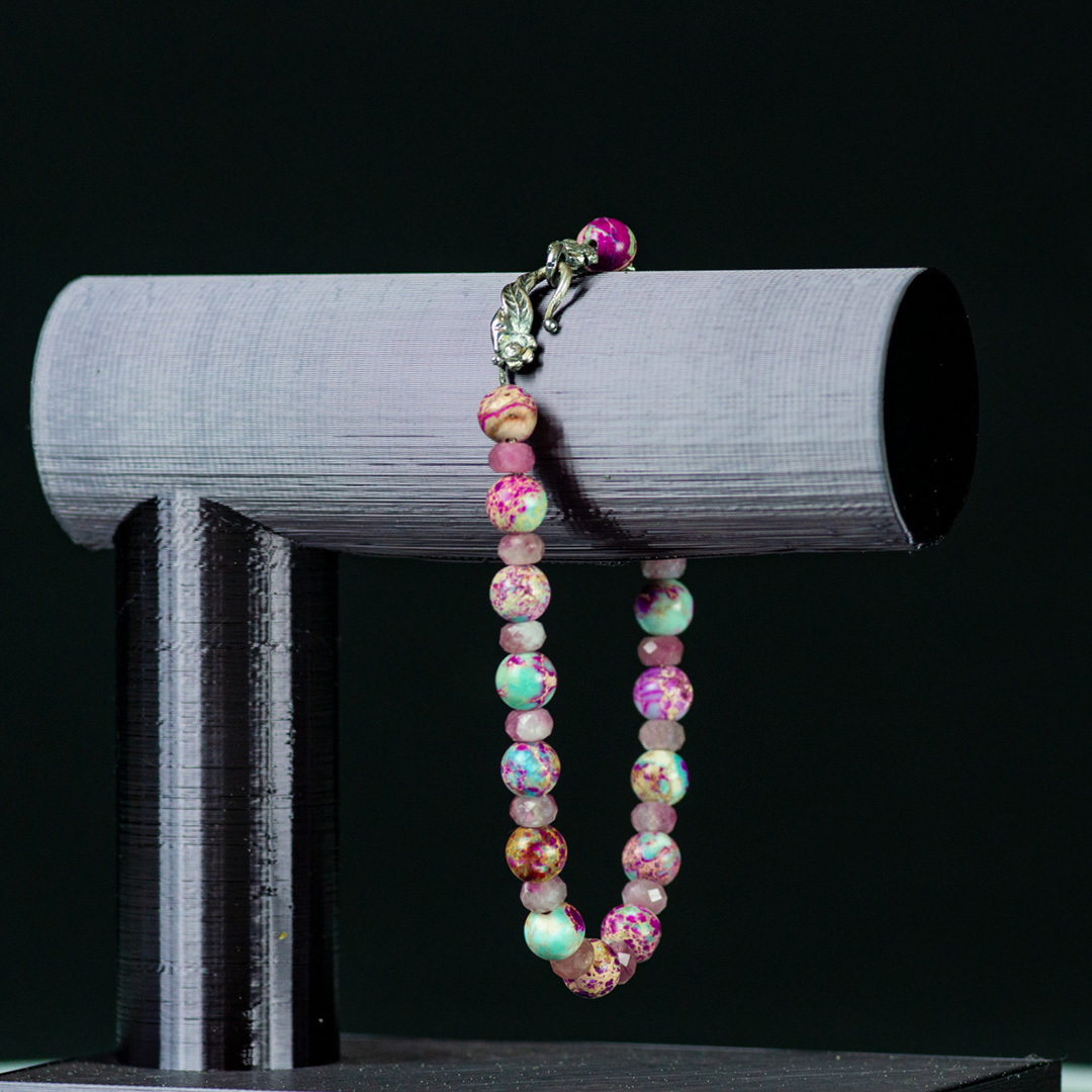 Jade and Carnealion Agate Beaded Bracelet