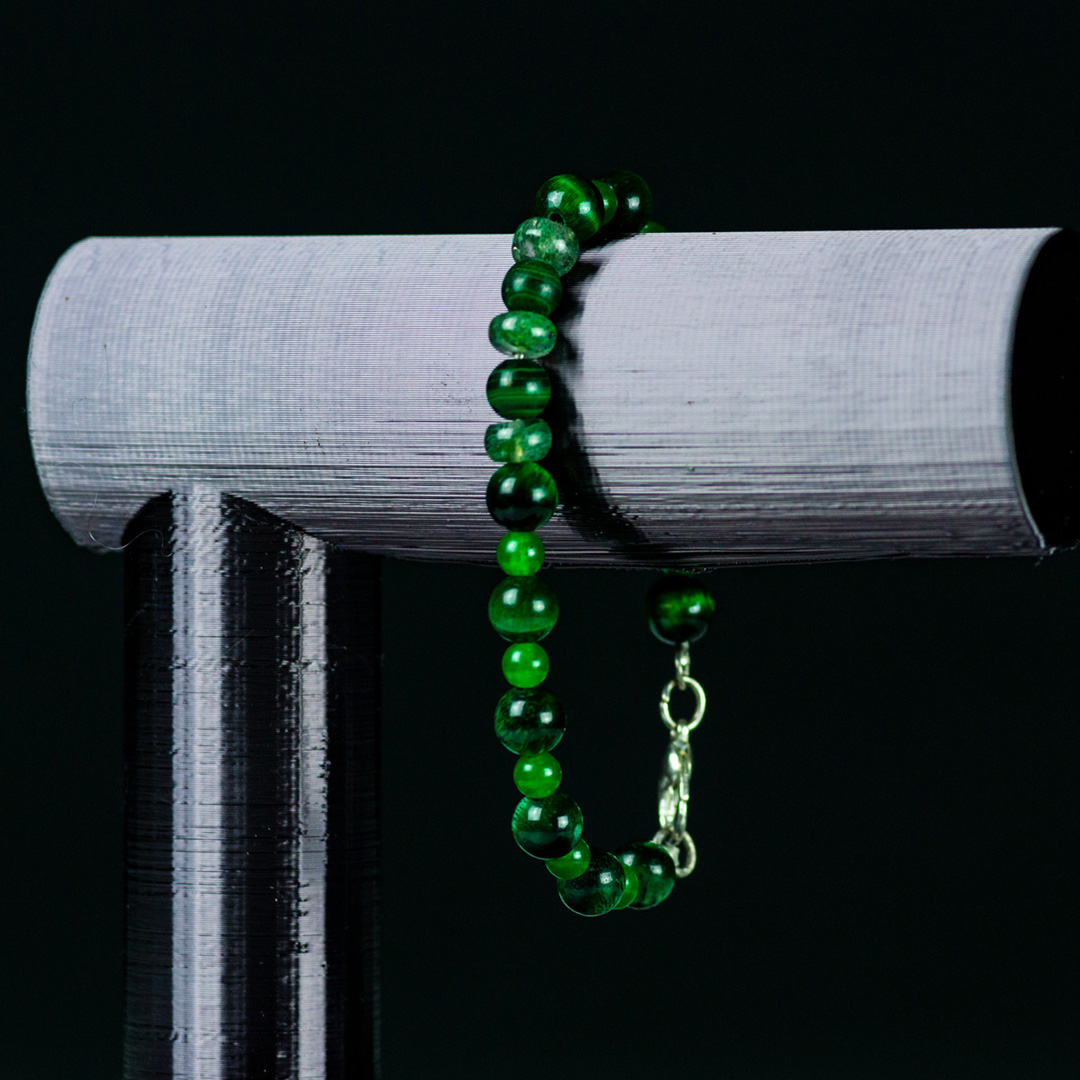 Cats Eye, Jade and Moss Agate Beaded Bracelet