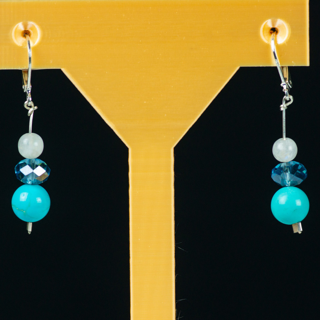 Abalone Earrings with Jade and Moldavite Accents