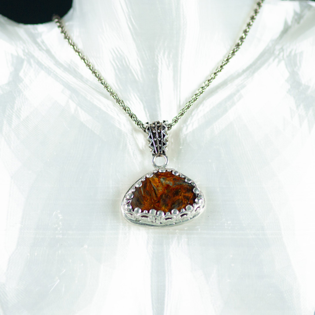 White Banded Jasper Pendant set in Sterling Silver