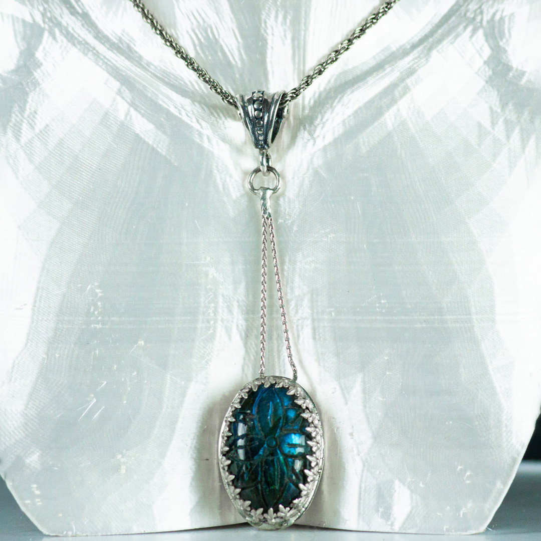 White Banded Jasper Pendant set in Sterling Silver